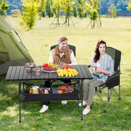 Large Camping Aluminum Roll Up Folding Cook Picnic Table 
