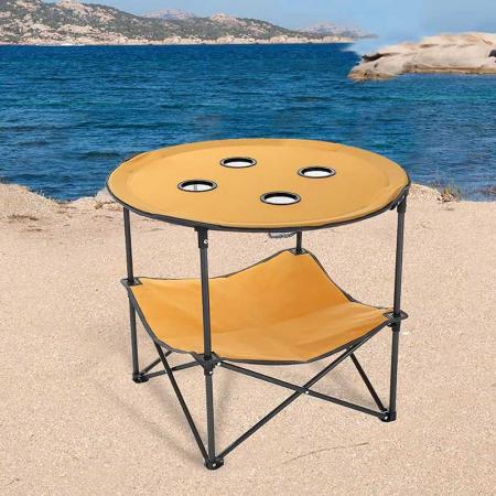 Tables Folding Portable Table with 4 Drink Holders and Storage Bag Folding Picnic for Outdoors Beach 