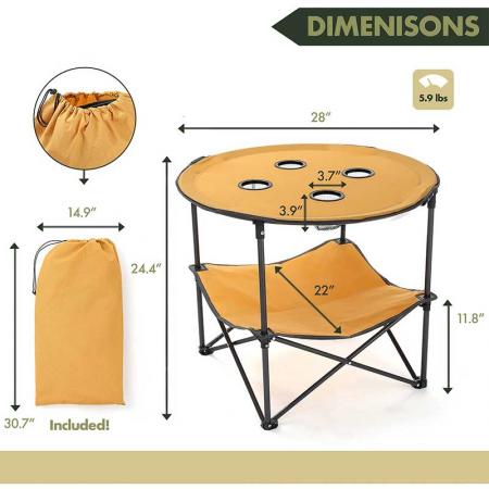 Tables Folding Portable Table with 4 Drink Holders and Storage Bag Folding Picnic for Outdoors Beach 