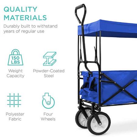 Collapsible Camping Cart Beach Wagon with Cup Holders for Camping Concerts Sporting Events The Beach