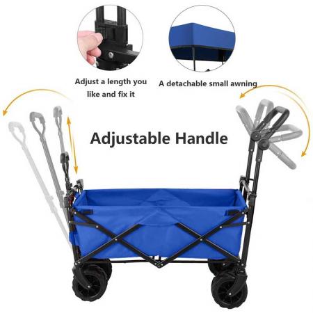 Folding Wagon Cart 300 Pound Capacity Collapsible Utility Camping Grocery Canvas 