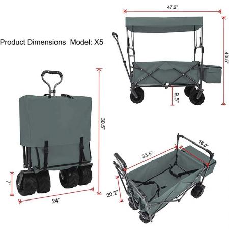 Utility Cart Convertible Stroller Wagon Outdoor Garden Cart for Kids & Cargo Red