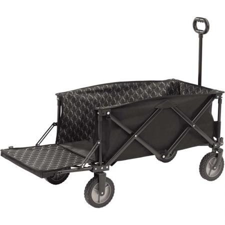 Folding Beach Wagon Hand Carts & Trolleys Collapsible Outdoor Utility Wagon with Folding Table and Drink Holders 