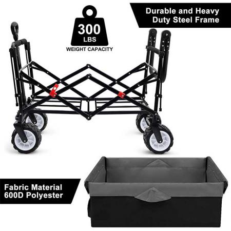Heavy Duty Collapsible Folding All Terrain Utility Wagon Beach Cart with Table 
