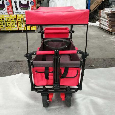 Folding Garden Cart Convertible Stroller Wagon Outdoor Collapsible Wagon for Kids & Cargo Red 