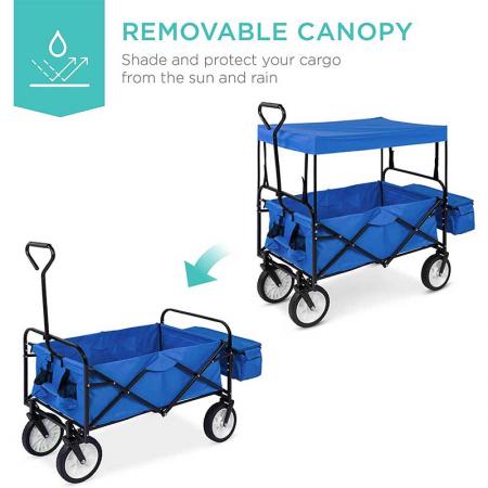 Collapsible Camping Cart Beach Wagon with Cup Holders for Camping Concerts Sporting Events The Beach 