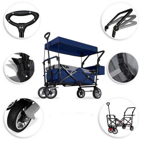 Folding Garden Cart Convertible Stroller Wagon Outdoor Collapsible Wagon for Kids & Cargo Red 