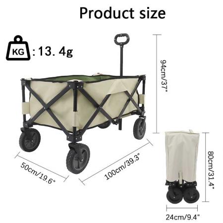 Garden Tool Collection - Collapsible Folding Outdoor Garden Utility Wagon with Cover Bag 