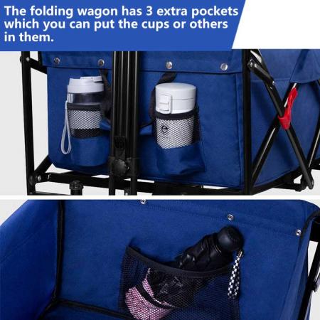 Folding Wagon Cart 300 Pound Capacity Collapsible Utility Camping Grocery Canvas 