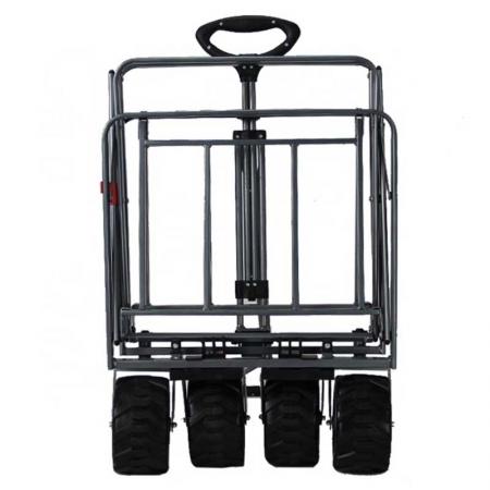 Collapsible Folding Outdoor Utility Wagon Patio Garden Cart with 2 Drink Holders and Wheels for Camping and Picnic 