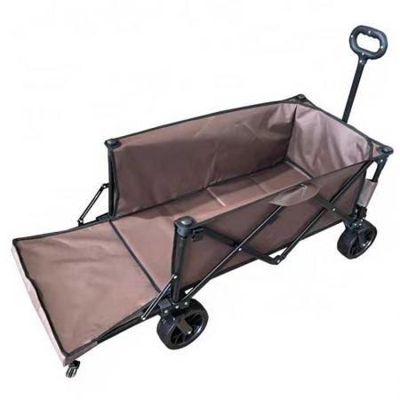 Folding Beach Wagon Hand Carts & Trolleys Collapsible Outdoor Utility Wagon with Folding Table and Drink Holders 