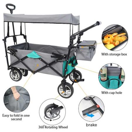 Heavy Duty Collapsible Folding Wagon Utility Outdoor Camping Garden Cart with Universal Wheels 