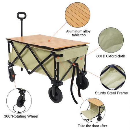 Wagon Cart Collapsible Folding Utility Outdoor Garden Wagon Beach Cart Camping Portable Wagon Large Capacity Heavy Duty 