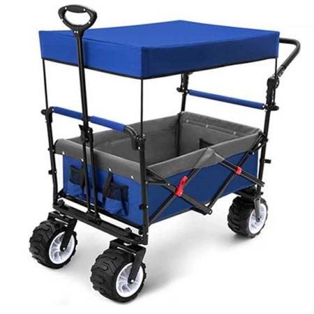 Folding Wagon Cart 300 Pound Capacity Collapsible Utility Camping Grocery Canvas 