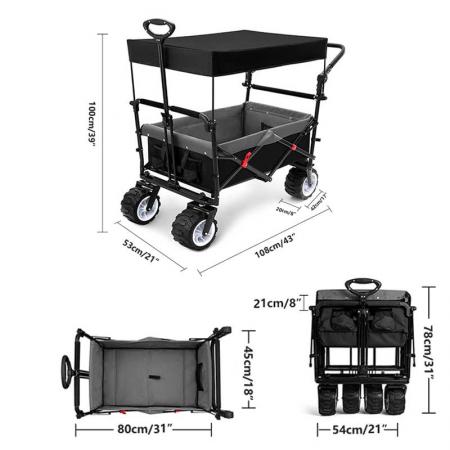 Heavy Duty Collapsible All Terrain Utility Wagon Beach Cart 