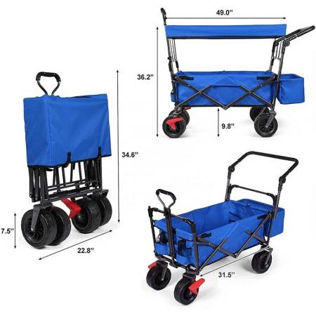 Amazon Hot Sales Folding Outdoor Collapsible Wagon for Kids & Cargo Red 