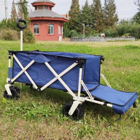 Folding Beach Wagon Hand Carts & Trolleys Collapsible Outdoor Utility Wagon with Folding Table and Drink Holders 