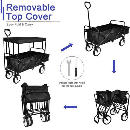 Hand Carts & Trolleys Folding Garden Cart Outdoor Collapsible Wagon for Kids & Cargo Red 