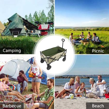 Garden Tool Collection - Collapsible Folding Outdoor Garden Utility Wagon with Cover Bag 