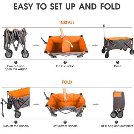 Heavy Duty Utility Wagon, Portable Garden Beach Cart with Wheels 