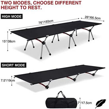 Outdoor Super Ultralight & Portable Folding Aluminium alloy Cot Camping Tent Bed 