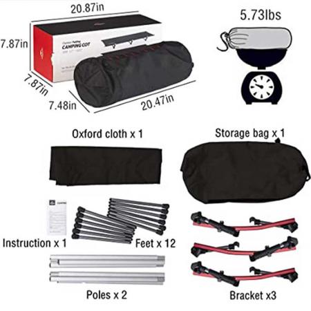 Amazon Hot Sales Folding Camping Cot Portable Ultralight Camping Bed Comfortable Camping Bed with Carry Bag for Outdoor 