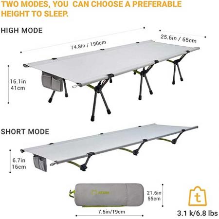 Folding Cot Portable Ultralight Camping Cot Comfortable Camping Bed with Carry Bag for Indoor Outdoor 