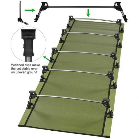 Folding Bed Lightweight Camping Cot Bed Height Adjustable Foldable Portable Bed for Adult Patio Beach Hiking Camping Travel 