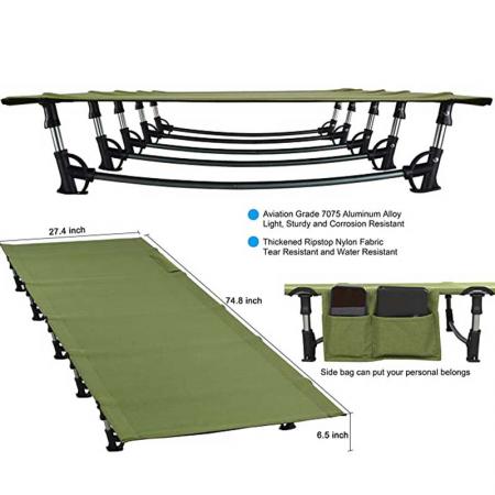 Folding Bed Lightweight Camping Cot Bed Height Adjustable Foldable Portable Bed for Adult Patio Beach Hiking Camping Travel 