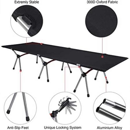 Outdoor Super Ultralight & Portable Folding Aluminium alloy Cot Camping Tent Bed 