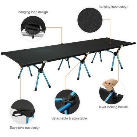 Outdoor ultra-light aluminum alloy single bed portable camping folding bed 