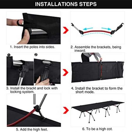 Folding Camping Cot Portable Ultralight Camping Cot Comfortable Camping Bed with Carry Bag for Indoor Outdoor Sleeping Travel Beach Hiking Adults 