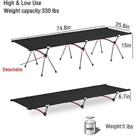 Amazon Hot Sales Folding Camping Cot Portable Ultralight Camping Bed Comfortable Camping Bed with Carry Bag for Outdoor 