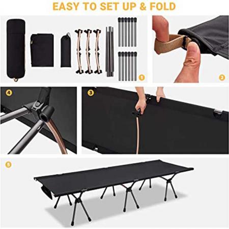 Folding Camp Bed Portable Camping  Ultralight Cot Comfortable Camping Bed with Carry Bag for Outdoor 