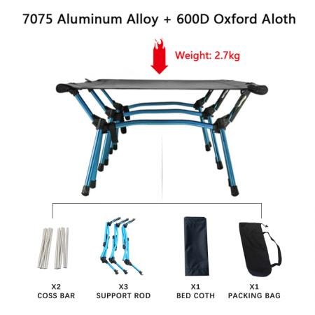 Outdoor ultra-light aluminum alloy single bed portable camping folding bed 