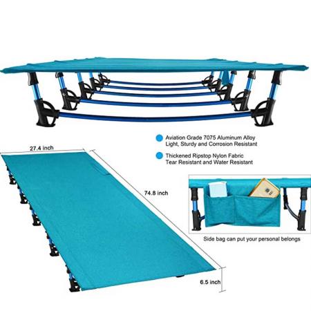 Army Folding Bed Camping Outdoor Folding Height Adjustable Bed Aluminum Compact Bed Lightweight Cot for Lawn Travel Hiking and Beach 