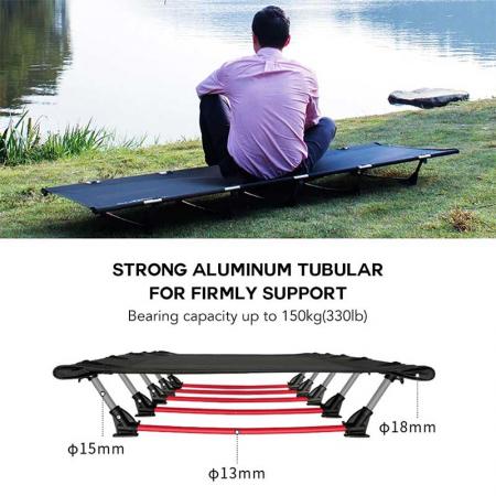 Folding Outdoor Bed Easy Assemble Folding Cot Ultralight Compact Heavy Duty with Carry Bag for Adults Camping Backpacking 