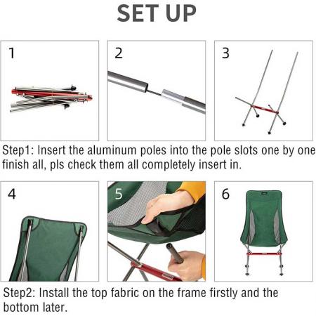Aluminium Beach Chair Folding Camping High Back Lightweight Chair with Carry Bag for Outdoor Hiking Backpacking 