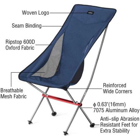 Outdoor Folding Chair Ultralight Camping Chair Portable High Back Beach Chairs Folding Outdoor Chairs for Outdoor Camp 