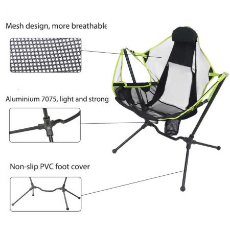 Rocking Lawn Chairs for Outside with Handbag Footrest Swinging Camp Chair for Beach Balcony Travel Fishing Picnic Support Up to 300 lbs 