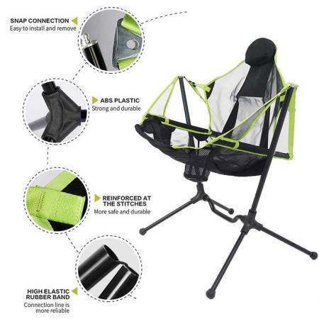 Portable Outdoor Folding Camping Rocking Chair Swing Recliner Relaxing Swing Comfortable backrest Outdoor Folding Chair