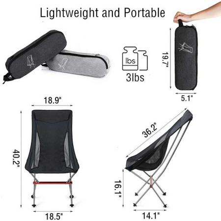 Folding Chair Outdoor Light Weight Camping Backpacking Folding Chair with carrying bag for Beach Hiking Picnic Travel 