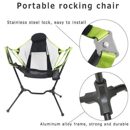 Camping Chairs Rocking Lawn Chairs Folding Chairs for Outside with Handbag Footrest Swinging Camp Chair for Beach Balcony Travel Fishing Picnic Support Up to 300 lbs 