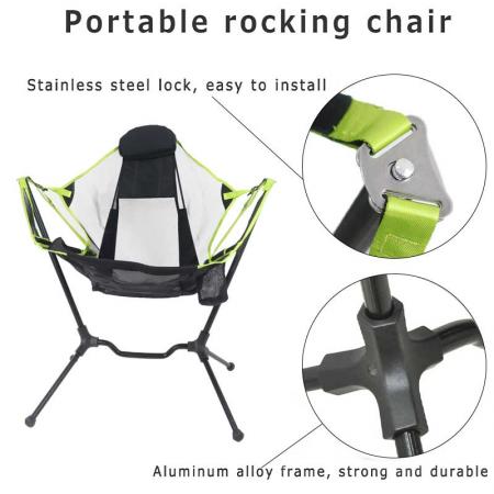 Portable Outdoor Folding Camping Rocking Chair Swing Recliner Relaxing Swing Comfortable backrest Outdoor Folding Chair