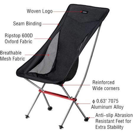 Folding Chair Outdoor Light Weight Camping Backpacking Folding Chair with carrying bag for Beach Hiking Picnic Travel 