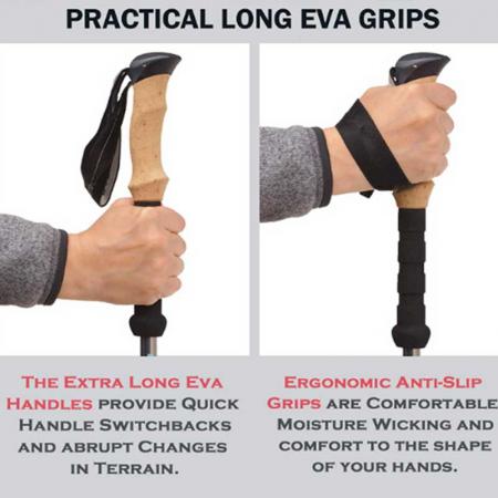 Trekking Pole Ultra Strong Trekking Walking and Hiking Poles One Pair Collapsible Lightweight Quick Locking and Ultra Durable 