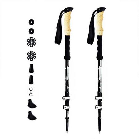 Trekking Pole Ultra Strong Trekking Walking and Hiking Poles One Pair Collapsible Lightweight Quick Locking and Ultra Durable 