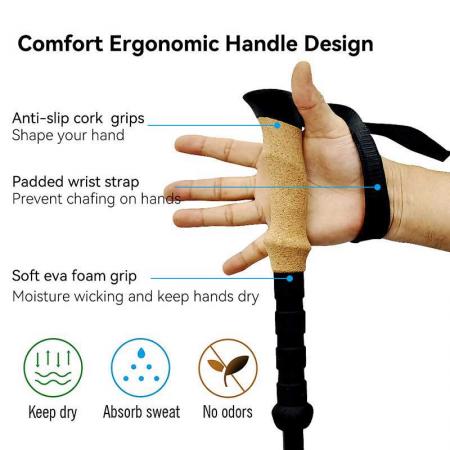 3K Carbon Ultra-light Retractable Outdoor Trekking Cane Hiking Equipment 