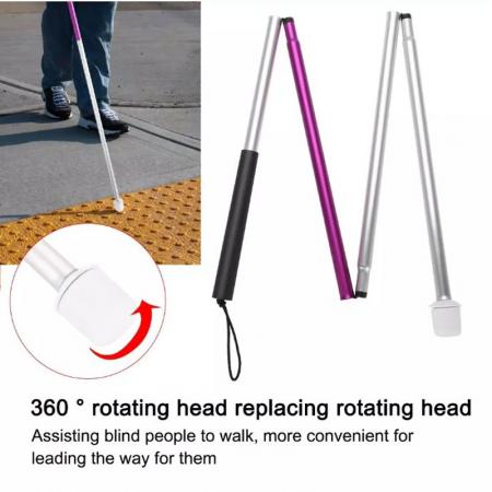 Blind Cane 7075 Collapsible Folding Blind Cane with Long White Stick for Walking