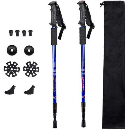 Walking Trekking Poles - 2 Pack with Antishock and Quick Lock System